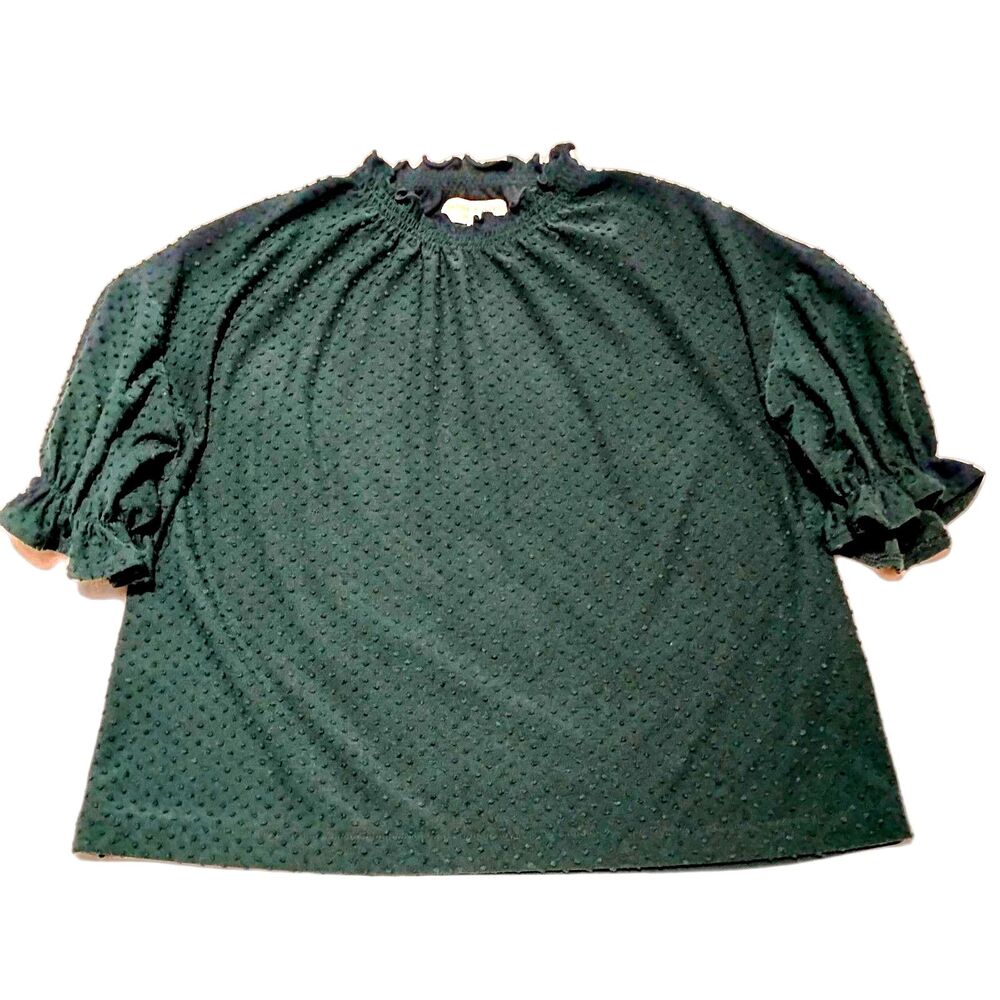 Madewell Texture & Thread Clip Dot Ruffle Top Size Small